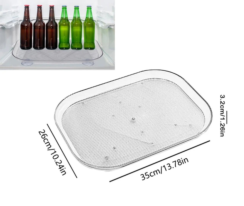 Fridge Organizer 360 Degree Clear Refrigerator Turntable Rectangular Refrigerator Organizer, Rotating Organizer for Kitchen