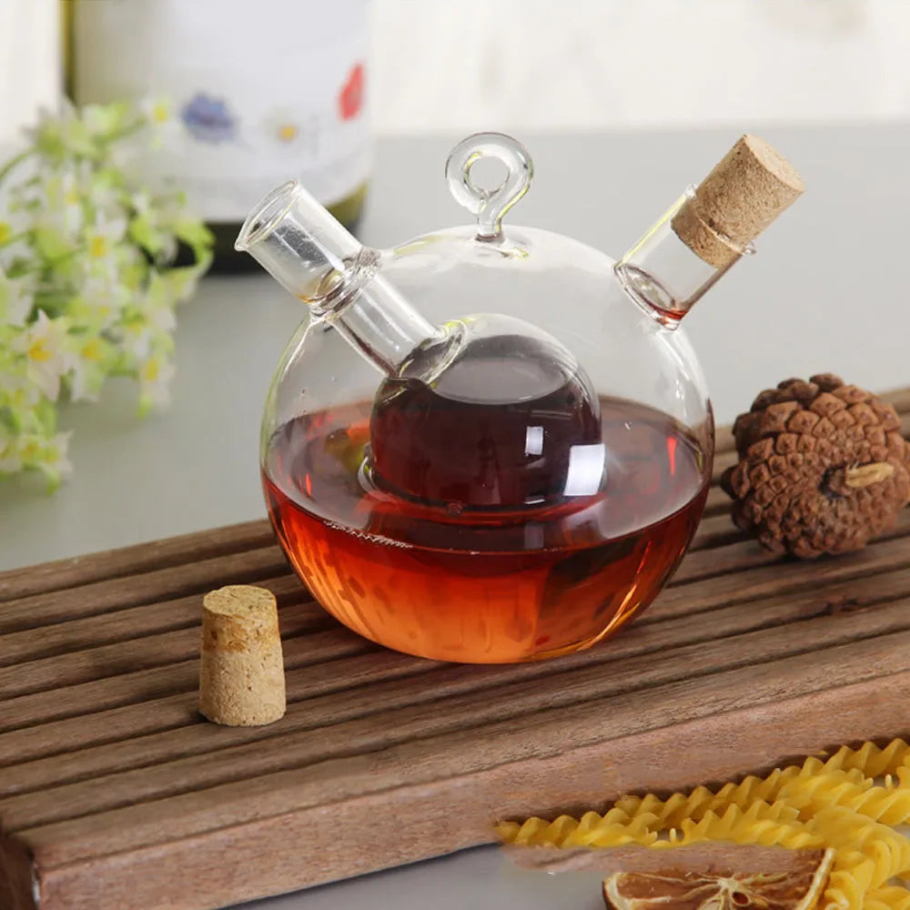 2 in 1 Creative Anti-Leak Oil Pots Glass Condiment Bottles Sealed Sauce Vinegar Pot Bottle Olive Oil Sprayer Sauce Bottles