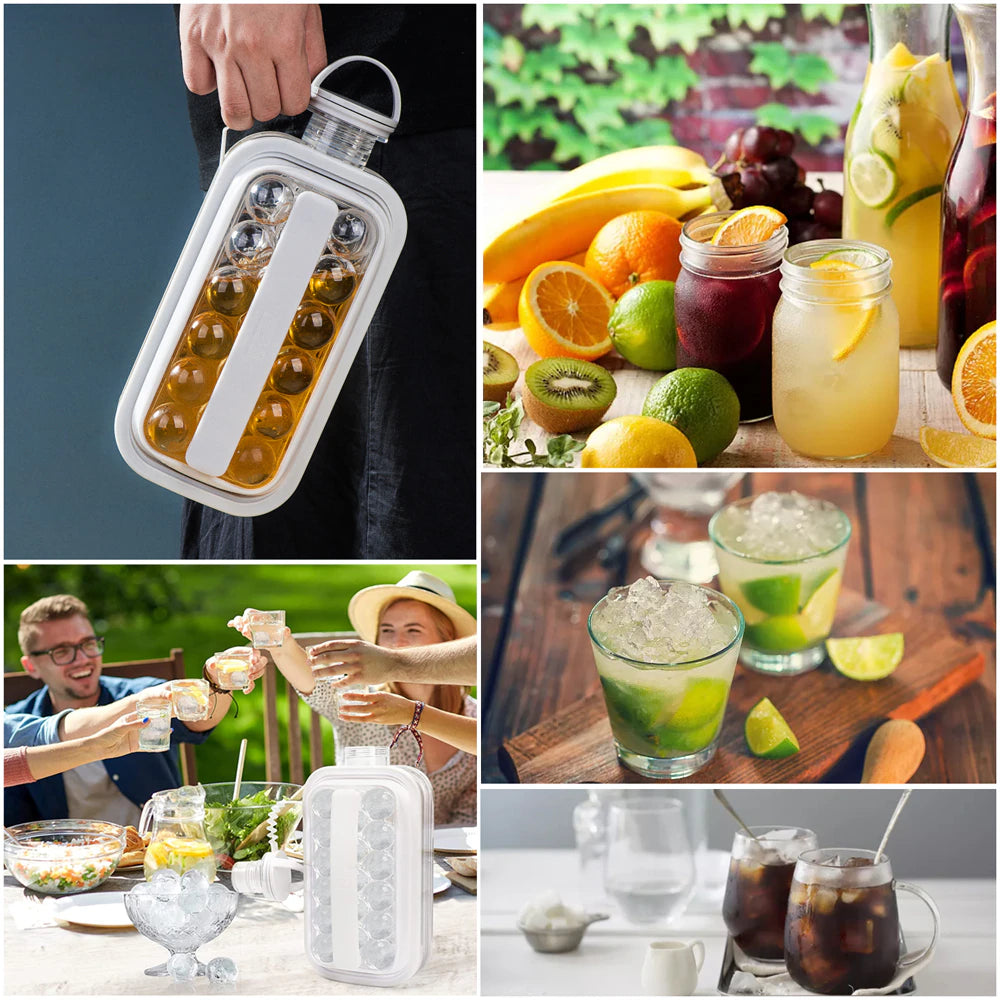 2 in 1 Portable Silicone Ice Ball Maker Kettle Creative Ice Cube Mold Kitchen Bar Gadgets Ice Hockey Lattice Making Tool Kettle