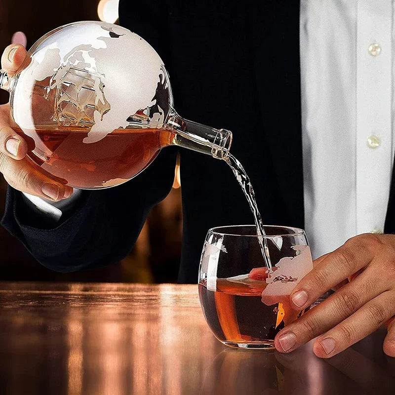 High Borosilicate Glass Earth Decanter Set Whiskey Decanter Red Wine Container Wine Glass Creative Craft Decoration