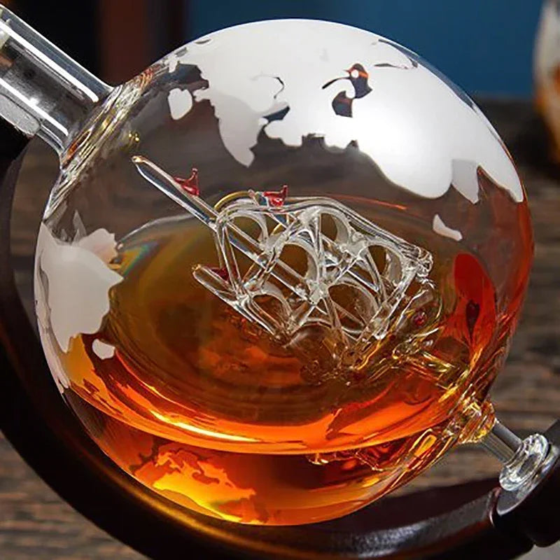 High Borosilicate Glass Earth Decanter Set Whiskey Decanter Red Wine Container Wine Glass Creative Craft Decoration
