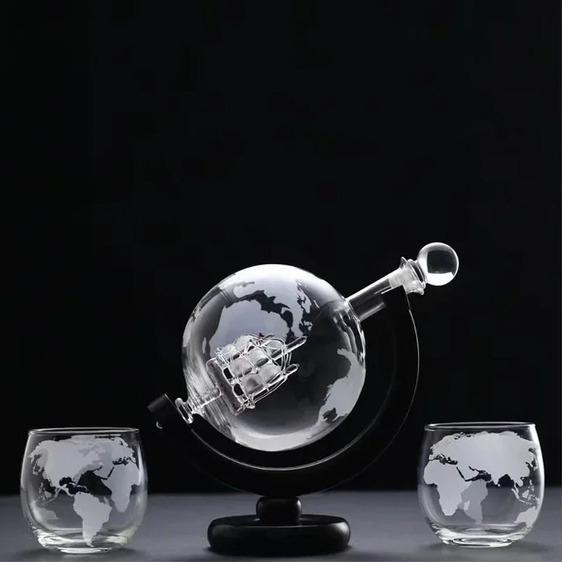 High Borosilicate Glass Earth Decanter Set Whiskey Decanter Red Wine Container Wine Glass Creative Craft Decoration